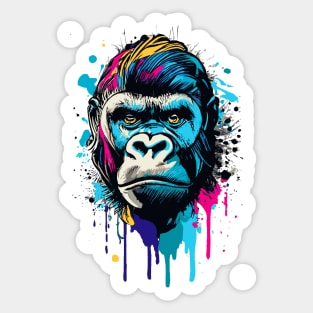 Gorilla colorful - Gorilla Art - Gorilla Head Sticker